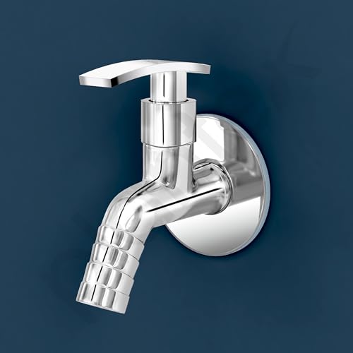Image of Plantex Single Lever Body Bib Cock Water Tap with Water Saving Nozzle and Brass Spindle /Washing Machine Tap with Wall Flange and Teflon Tape- Pack of 2 (1206-Chrome)