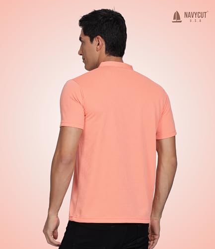 Image of Men's and Boy's Polyster T-Shirt with Mandarin Collared Neck Half Sleeves Closuer Button and Regular Fit | Polo t Shirt for Man || Color Tshirt for Men & Boy