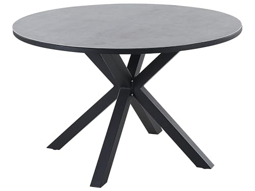 Beliani Table de Jardin Moderne 120 cm avec Aluminium et Verre Gris et Noir Maletto
