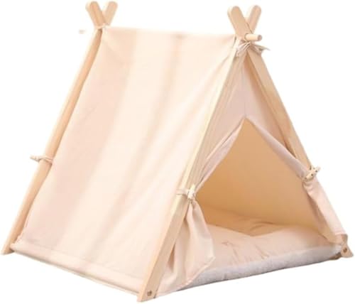 GEBYUI木製ペットハウス 猫ベッドキャットハウス 小型犬ベッド クッション付き洗える 組み立て簡単 おしゃれかわいいデザイン ペットテント兼用