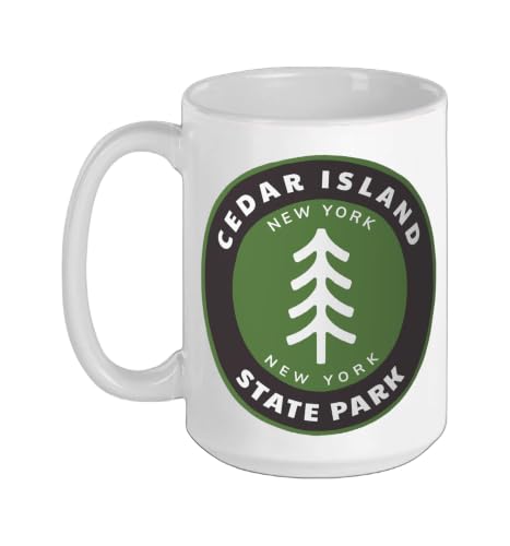 Cedar Island State Park New York NY Forest Tree Vacation Ceramic Mug, White, 15oz