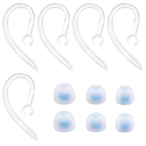YINETTECH 5Pcs Silicone Headset Clip Hook Replacement Bluetooth Headset Hooks with 6x Silicone Ear Tips for Outdoor Running Cycling Fitness
