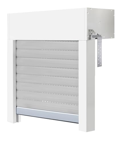 Schellenberg 39045 - Juego de persianas enrollables para ventana, sistema de persiana enrollable, PVC, 75 x 50 cm, color blanco/gris, se puede acortar en altura, ancho, incluye aislamiento EPS y