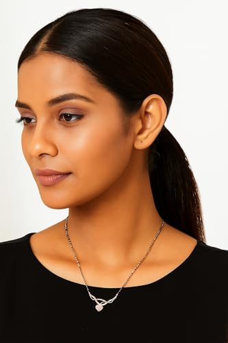 Image of Nilu's Collection American Diamond Rose Gold Plated Designer Mangalsutra Pendant for Girls and Women (With Chain) (Style 1)