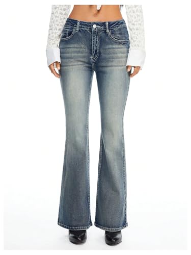 WDIRARA Women's Low Rise Flare Jeans Embroidery Rhinestone Bell Bottom Denim Pants4