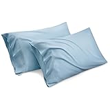 Bedsure Bamboo Pillow Cases for Kids Standard Size Set of 2 - Blue Fog Cooling Pillowcases 2 Pack with Envelope Closure, Cool and Breathable Pillow Case, 20x26 inches