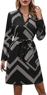 Leriya Fashion Women’s A-Line Midi Dress | Long Sleeve Belted Fit and Flare Gown | Elegant Printed Casual Outfit