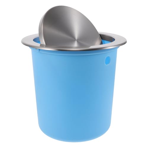 Garneck Papelera Empotrada para Encimera Acero Inoxidable con Tapa Batiente Silenciosa Cubo de Basura Integrado para Cocina y Baño Diseño Embutido Ahorra Espacio Fácil Limpieza y Uso