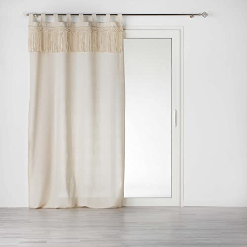 Douceur d'Intérieur, Samaya Plain Polycotton Tab Top Curtain 140 x 240 cm, Ohne, W 55.1" x L 94.5" (1 Panels)