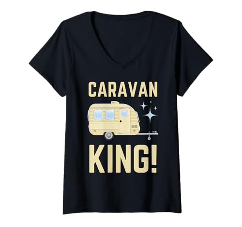 Donna Caravan King! - Rimorchio per camper e camper Maglietta con Collo a V