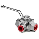 SPORTARC Hydraulischer Kugelhahn, 3-Wege-Kugelhahn, Hochdruckventil, NPT 1/2 Kohlenstoffstahl-Absperrung, 7250 PSI für Öl Wasser Gas