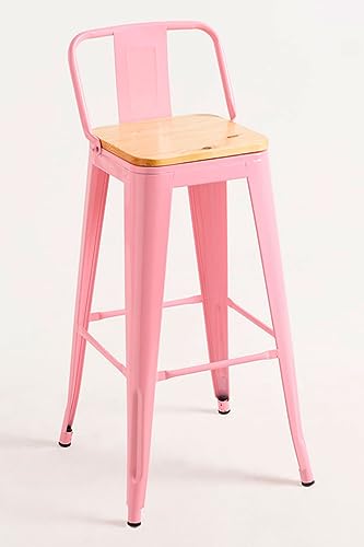 Regalos Miguel - Taburetes Altos - Taburete Torix Respaldo Madera Natural - Rosa