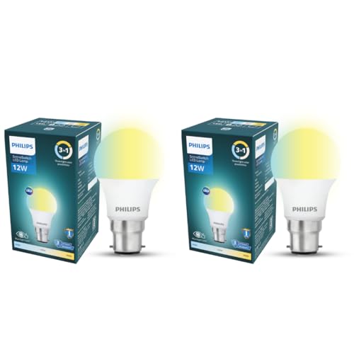 Image of Philips SceneSwitch 12W LED Bulb | 3-in-1 Light Modes CDL-NW-WW | B22 Base | Change Brightness with Wall Switch | Energy Efficient | Pack of 2