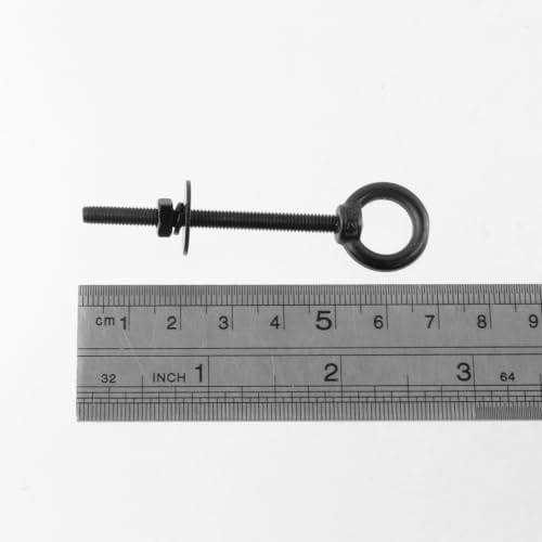 Image of Antrader Lifting Shoulder Eye Bolts,M4 Eye Bolt, M4 x 50mm,Black,6 Sets | Stainless Steel Eyebolts with Lock Nuts,Lock Washers,Flat Washers