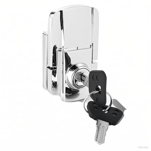 Keenso Motorcycle Trunk Lock Replacement, Iron Anti-theft Motorcycle Trunk Box Lock with 2 Keys