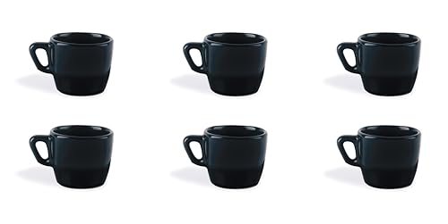 Excelsa Eclipse Lot de 6 tasses à café noires, céramique Stoneware, capacité 70 ml.