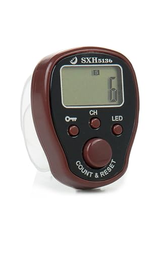 Lighted Zikirmatik with 5 Memory Functions - Brown Plastic Digital Tasbih Counter, Acrylic - Brown