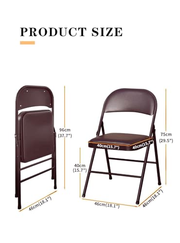 كراسي قابلة للطي مع وسائد مبطنة، كرسي محمول مفرد للمنزل وتناول الطعام في الخارج والصيد، كرسي قابل للطي متعدد الأغراض، إطار معدني وتصميم مضاد للانزلاق (عبوة واحدة، لون بني)