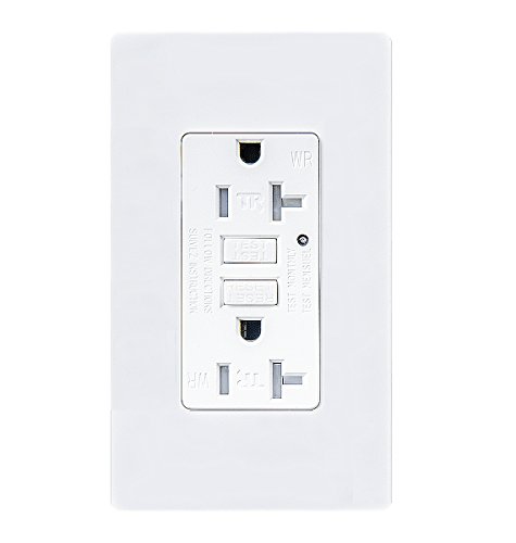 TOPELE 20Amp GFCI Outlet, 125 Volt Weather-Resistant Receptacle, Indicator with LED Light, Nylon