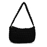 Bolsa de ombro feminina acolchoada bolsa tiracolo dobrável em nuvem de grande capacidade, leve, acolchoada, Hobo Crescent, Preto, Preto