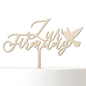 Cake Topper: Zur Firmung | Tortenstecker Taube (Birke)