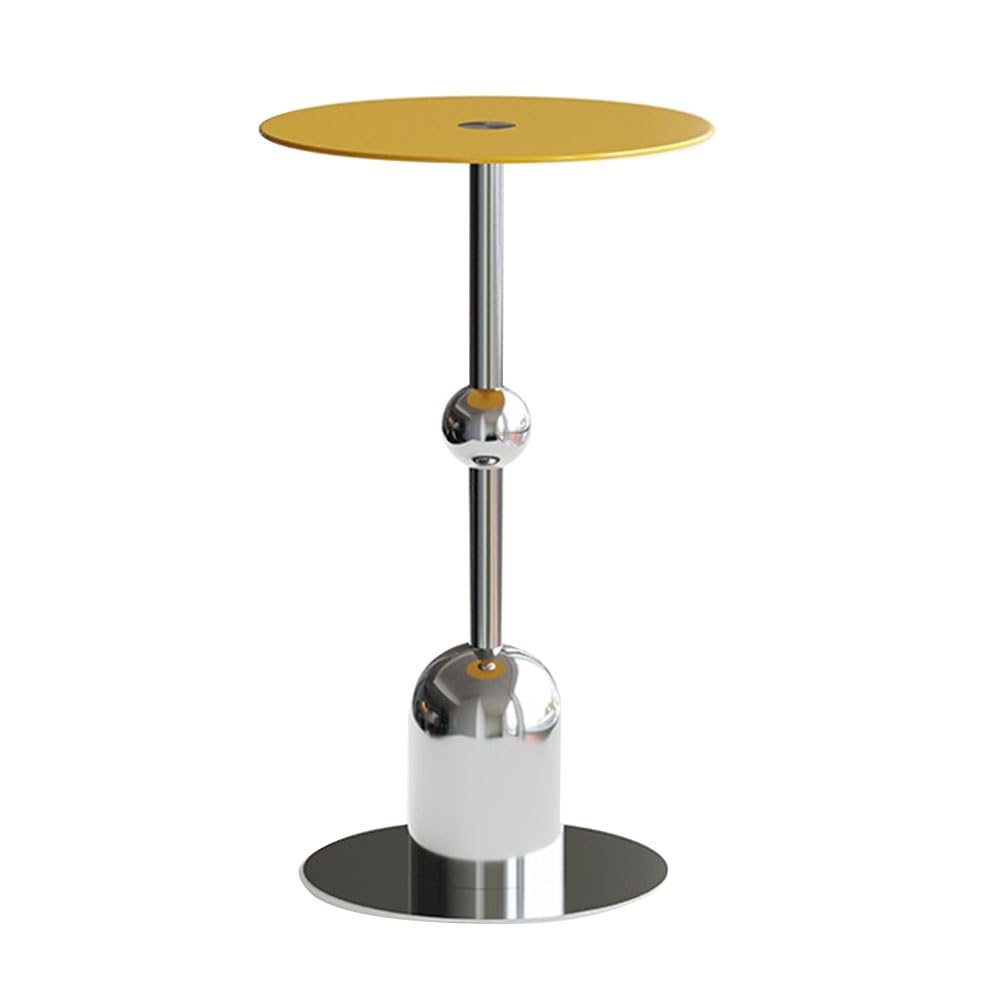 ZTHYSHOZ Coffee Table Glass Sofa Side Table Modern & Minimalist Corner Small Round Mirror finished Tea Rack(Yellow)