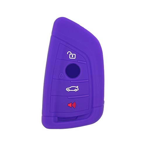 BROVACS Silicone Cover Protector Case Holder Skin Jacket Compatible with BMW X5 X6 4 Button Smart Remote Key Fob CV4908 Deep Purple