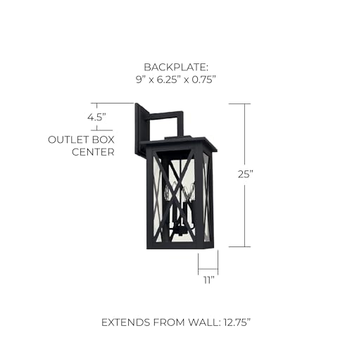 Image of Capital Lighting 926641BK Avondale Clear Glass Outdoor Wall Sconce, 4-Light 240 Total Watts, 25 inch H x 11 inch W, Black