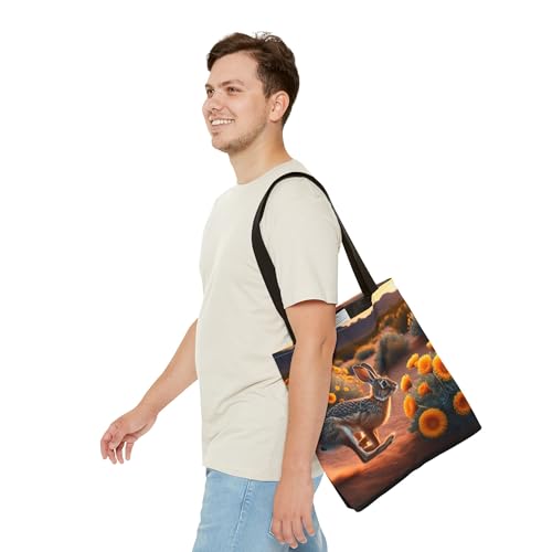 Premium Tote Bag with Reinforced Stitching - Jackrabbit Sprinting Past Desert Marigold in Utah3