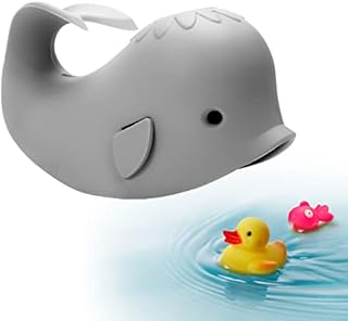 Bath Spout Cover, Bathtub Faucet Protector for Baby, Funny & Cute Soft Whale Cover for Kids, Protects Baby from Bumping Head During Bathing Time(Grey)