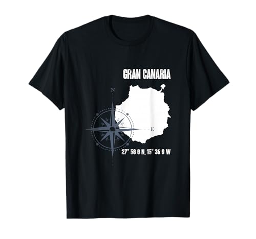 Gran Canaria Isla Atlántica coordenadas mapa vacaciones Camiseta
