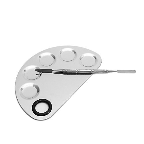 Pro Stainless Steel Makeup Cosmetic Artist Five Holes Mixing Pallete Spatula with Spatula Tool (5-hole follow)