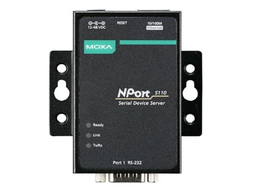 Moxa NPort 5110-T Device Server - 1-Port RS-232 Device Server, DB9 Male, -40 to 75°C, Without adpater