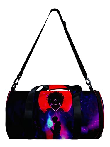 Anime Gym Bag Manga Cosplay Sport Duffel Bag With Shoe Compartment(Sukuna Dark)