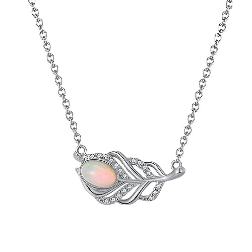 Collier plume argent 925 femme chaîne 20 pouces pendentif zircone