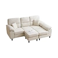 ソファ　2-5人掛け　L字　クッション付き　肘付き　WHITE Amazon.co.jp: ソファ ソファセット ファー 5人掛け ローソファー l字