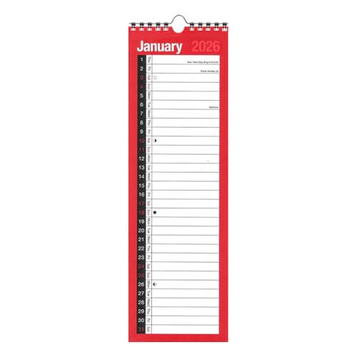 2026 Slim Calendar Month To View Spiral Bound Wall Planner Organiser Calendar for Home Business Office School 1 January 2026 to 31 December 2026