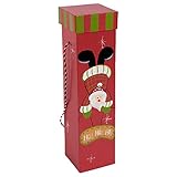 cajas carton vino malaga Caja para botella de vino diseño navideño, Color: Rojo - Verde, Material: Cartón, Tamaño aprox.: 34 x 9,5 x 9,5 cm (alto x ancho x profundo), Peso: 0,15 kg, Perfecto para guardar un regalo especial en estas navidades., La medida del tamaño es aproximado.