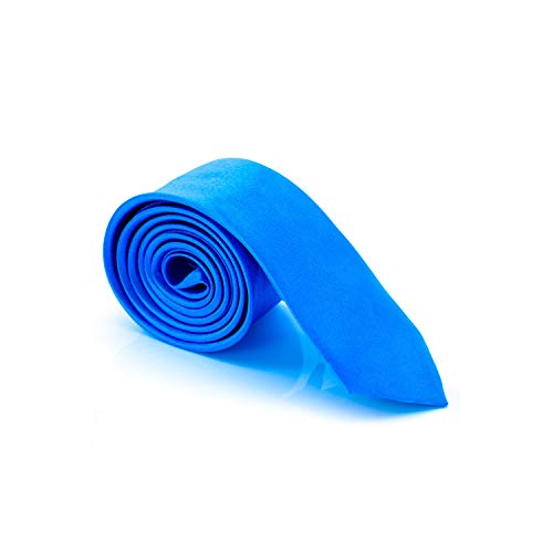 The Glowhouse Cravate fine pour homme Couleur unie en satin fluo 5 cm, bleu fluo, Skinny