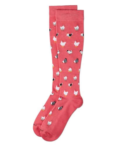 Image of MeMoi Wellfit Women's Rooster-Themed Rayon-Blend Graduated Compression Knee Sock