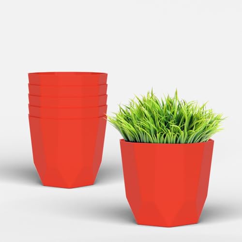 Image of YUCCABE ITALIA SHERA Hexa Plastic Planter Pot for Plants | Decorative Flower Pot | UV Protected Lightweight Indoor Outdoor Gamla for Home Decor, Balcony, Garden & Living Room