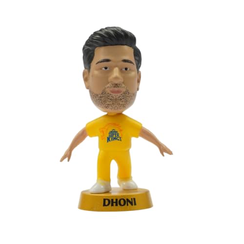 Image of Chennai Super Kings Action Figures with Keychain, Velco Sticker & Car Hanging Mirror String - Pack of 4, IPL Edition, Colletables with 360 Rotatable Heads, for Cricket Fans & Collectors
