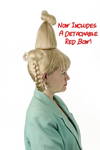 City Costume Wigs Cindy Wig, Christmas Blonde Wig With Red Bow #TOP1