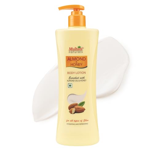 Image of Multani Naturals Almond & Honey Body Lotion | Lotion for Face & Body | Gives Brighter Skin | Moisturising Body Lotion for Women & Men | Hydrating & Refreshing | Helps in Dryness Reduction & Softens The Skin | 400 ml