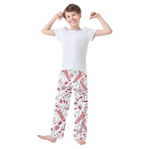ZZXXB Lighthouse Sailboat Boys Long Pants Soft Trousers Elastic Waist Kids Lounge Bottoms with Pockets S-XL2