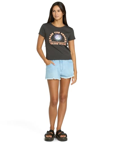 Image of Volcom Women's Have a Clue Short Sleeve Tee - Fitted T-Shirt with Striped Neck Taping