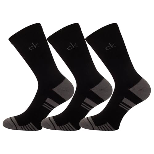 Calvin Klein Mens Tech 3 Pairs Crew Socks - Black Grey - UK 8-12