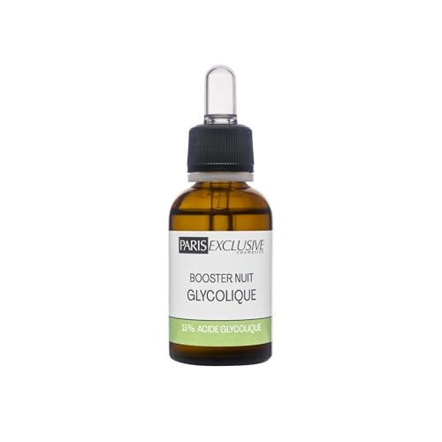 Paris Exclusive Cosmetics Booster Noche Glicólico – Suero 15% de ácido glicólico – efecto peeling – reduce las imperfecciones – regula la producción de sebo – alivia cicatrices y mancha marrón – 30 ml