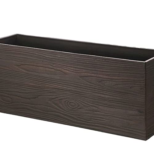212 Main Rectangular Brown Woodgrain Planter