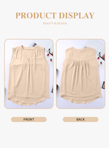 Image of Eytino Womens Plus Size Tank Tops Summer Sleeveless V Neck Casual Loose Chiffon Blouse Office Work Shirts(1X-5X)
